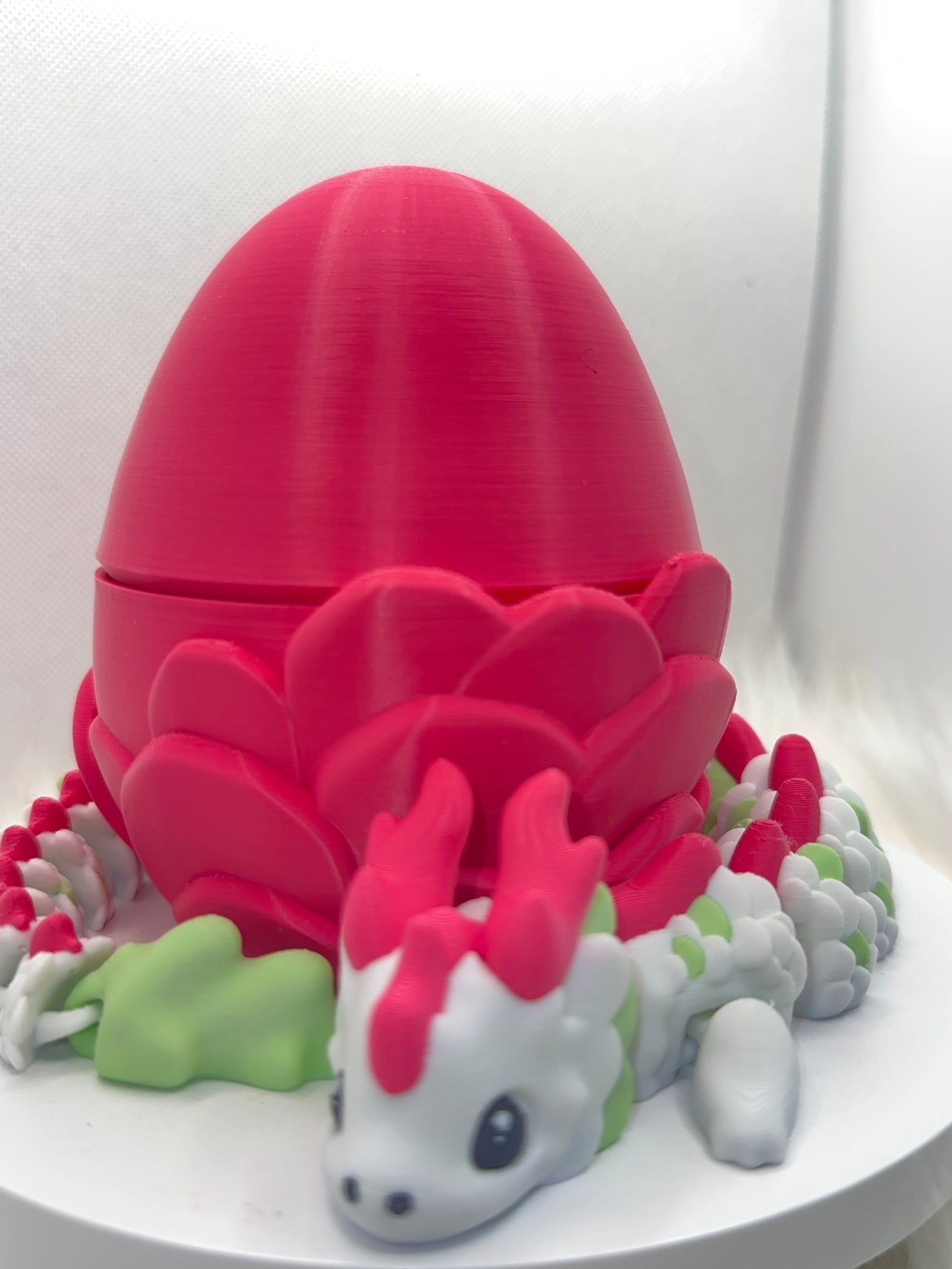 15" Cute Kaida Dragon w/Egg (Lt Green/Magenta/White)