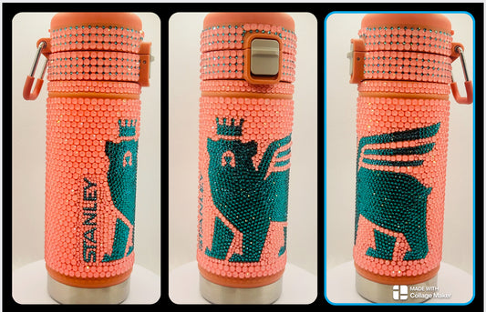Coral Thermos_ 20oz Rhinestone Tumbler