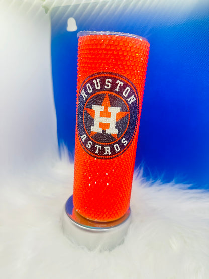 HouAstros Orange_ 20oz Rhinestone Tumbler (Customizable)