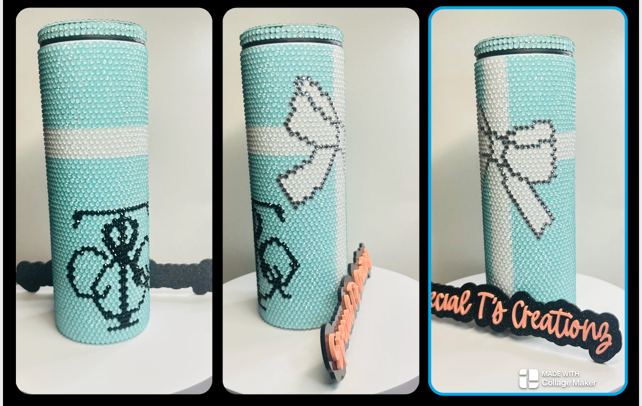 Tiff & Co_ 20oz Rhinestone Tumbler
