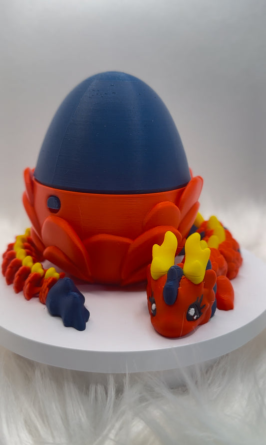 15" Cute Kaida Dragon w/Egg (Red/Navy/Yellow)
