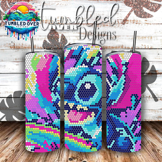 Bleu Alien Surfboard_ 20oz Rhinestone Tumbler