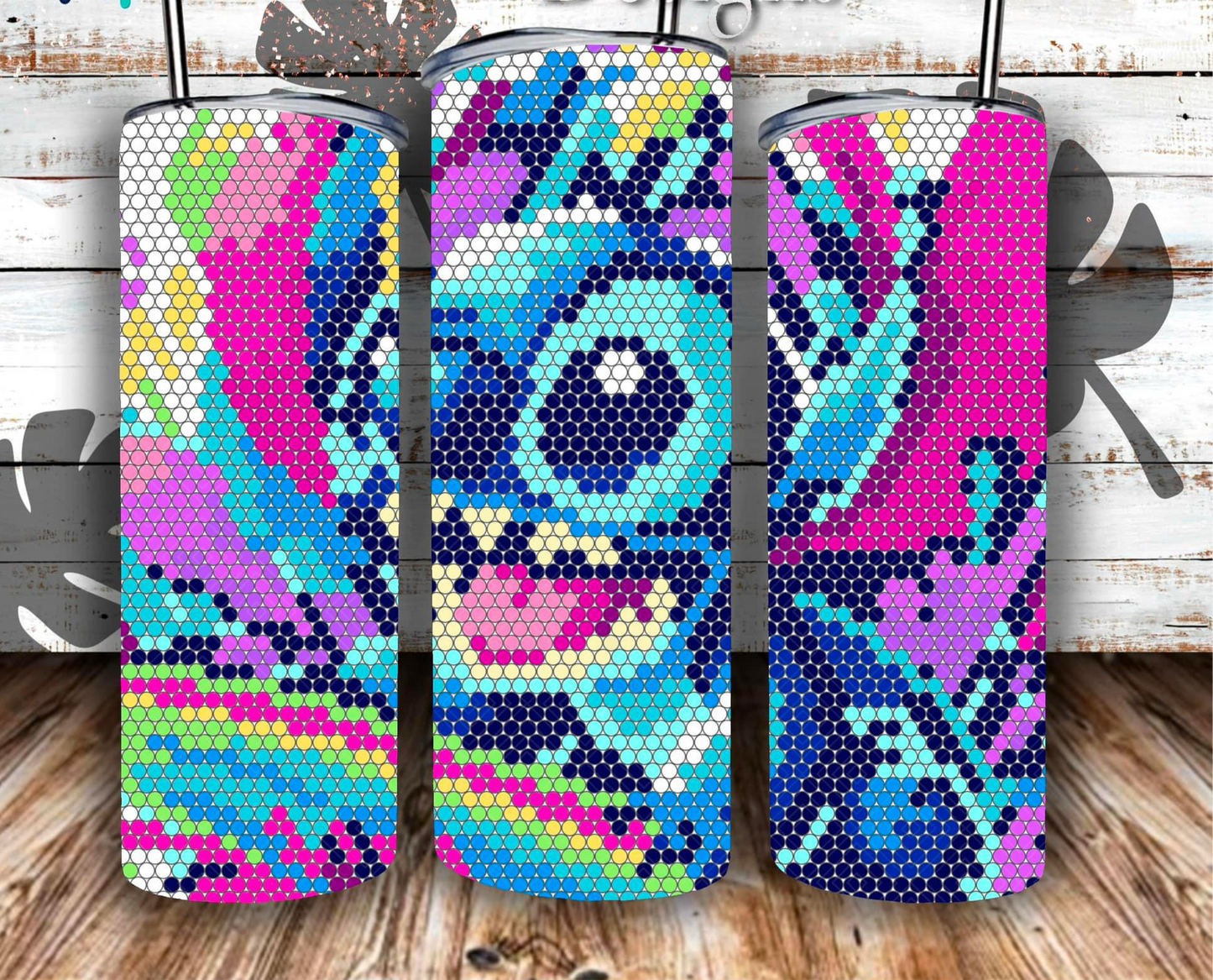 Bleu Alien Surfboard_ 20oz Rhinestone Tumbler