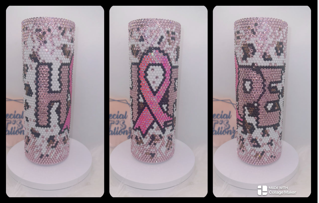 PinkLeopard_HOPE_ 20oz Rhinestone Tumbler