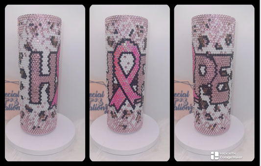 PinkLeopard_HOPE_ 20oz Rhinestone Tumbler
