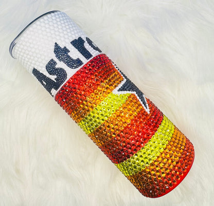 HouAstros Rainbo_ 20oz Rhinestone Tumbler