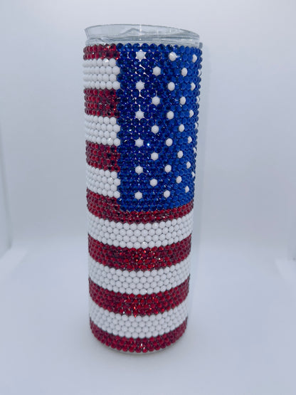 US Flag_ 20oz Rhinestone Tumbler