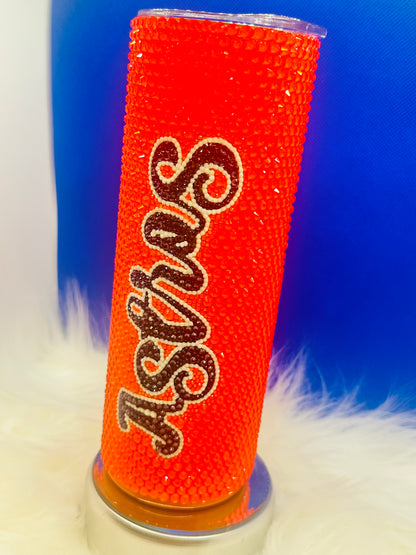 HouAstros Orange_ 20oz Rhinestone Tumbler (Customizable)