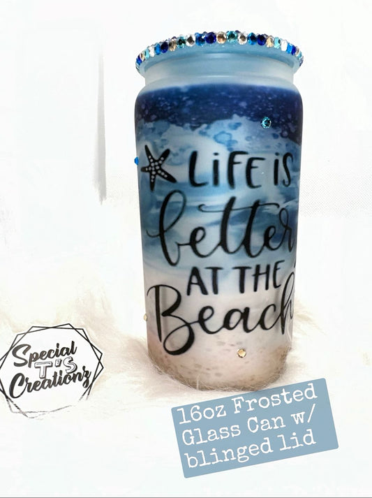 RTS 16oz Glass Can Tumbler w/blinged Lid