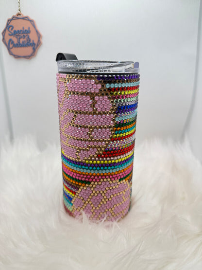 Cafecito Serape_ 14oz Rhinestone Tumbler