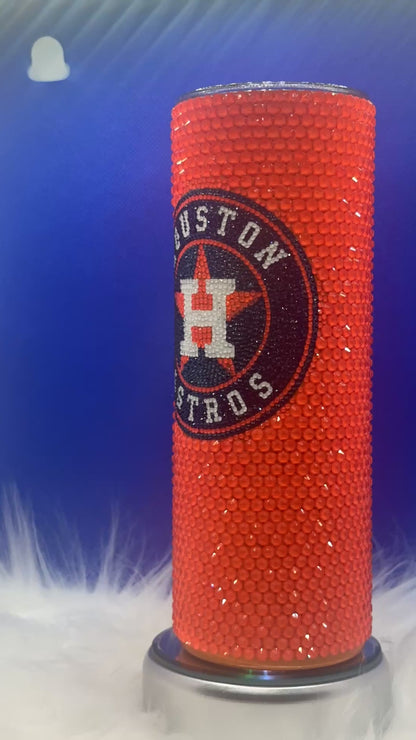 HouAstros Orange_ 20oz Rhinestone Tumbler (Customizable)