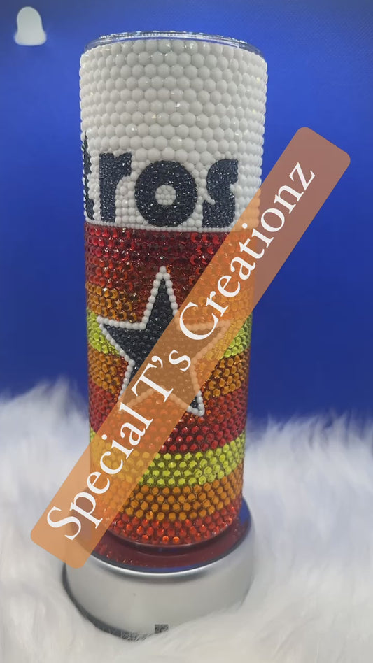 HouAstros Rainbo_ 20oz Rhinestone Tumbler